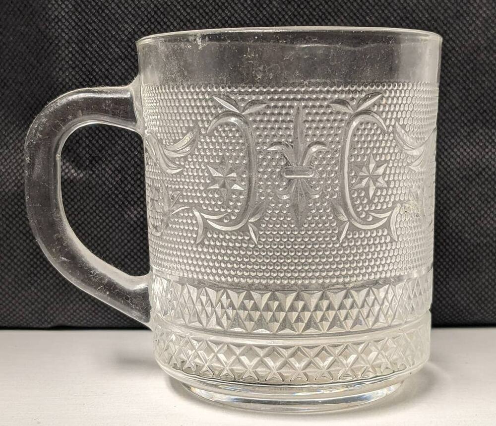 Crystal Clear Industries Trellis Mugs Set of 4 Studio Everyday Pressed Glass